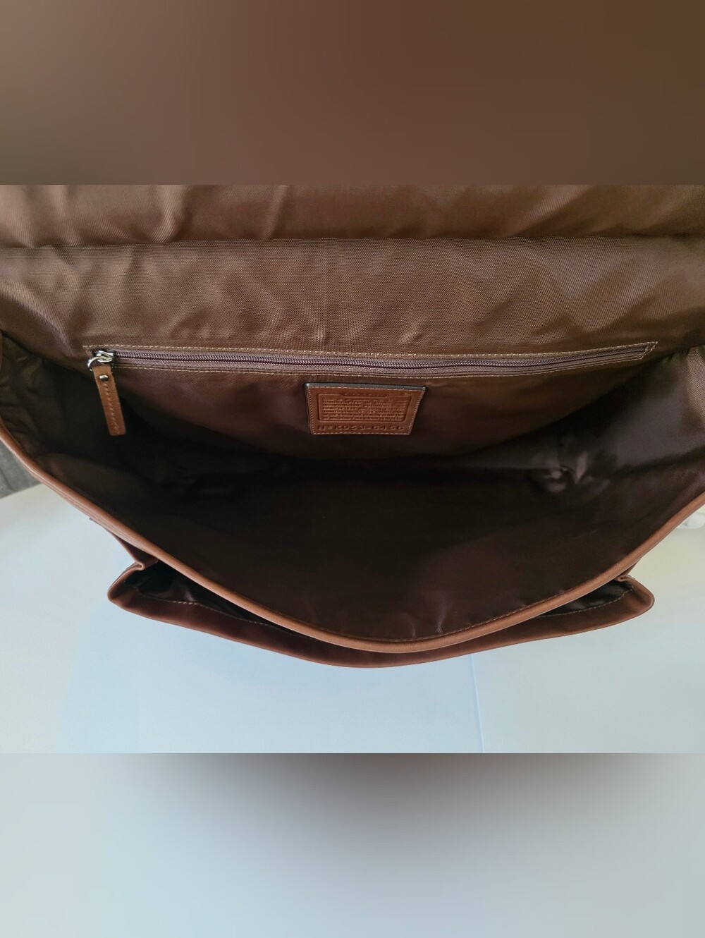 Vintage Coach Barclay Leather Briefcase Messenger Bag Cognac Laptop Work - Picture 12 of 14